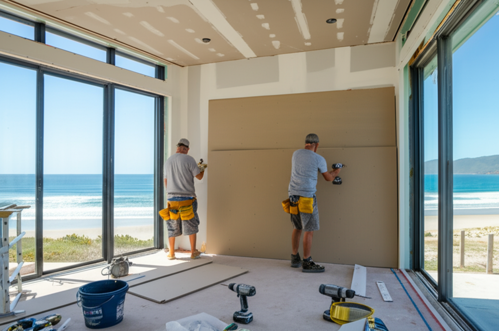 Professional drywall installation in a Manhattan Beach home